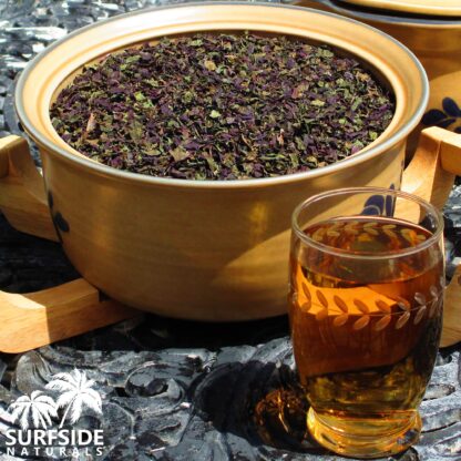 Bowl of Perilla Leaf and a Cup of Tea