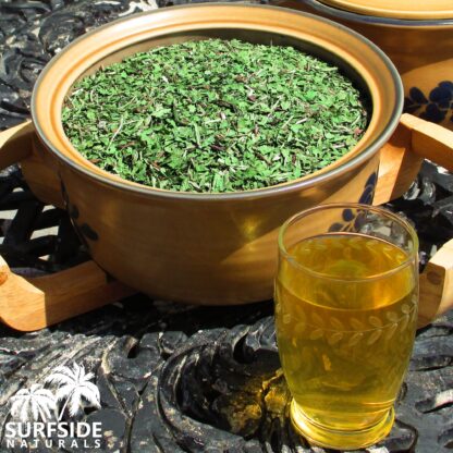 Bowl of Wild Lettuce and a Glass of Tea